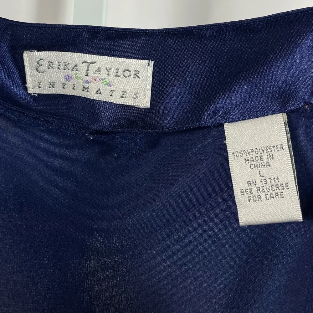 Vintage Erika Taylor Large Embroidered Satin Silky Slip Dress Lingerie Heart - Picture 7 of 9